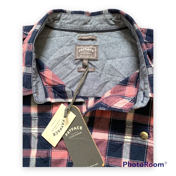 ✨ NWT Fat Face Men’s Plaid Button Down Shirt - XXL Slim Fit - Picture 3 of 9